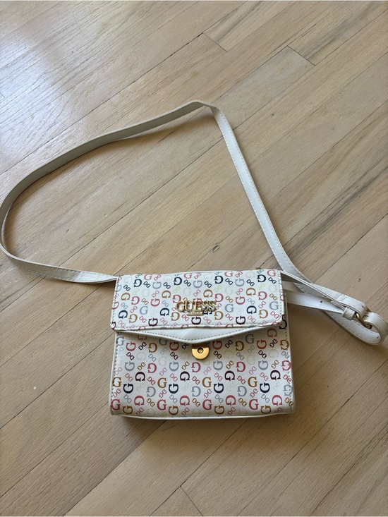 Guess Handbags - GUESS Cream Multicolor Logo Crossbody Bag